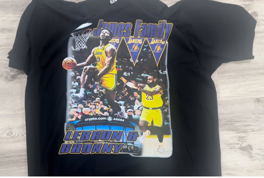 Bronny James and Lebron James tee