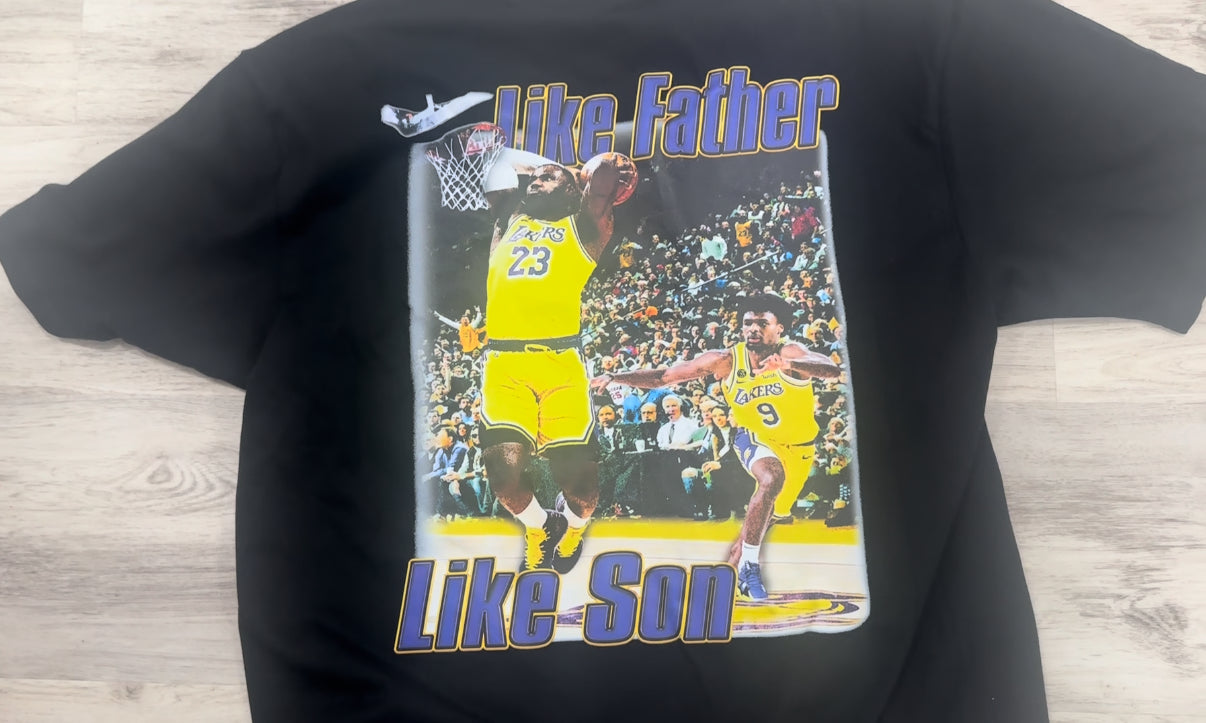 Bronny James and Lebron James tee